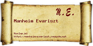 Manheim Evariszt névjegykártya